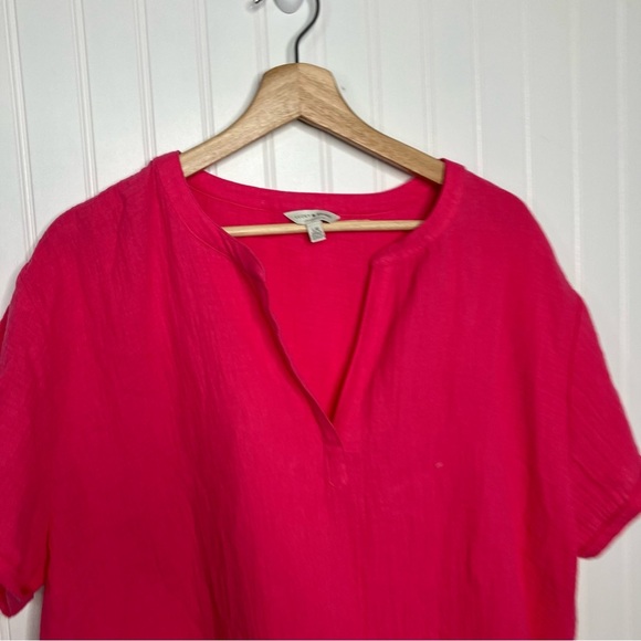 Lucky Brand Top Large Hot Pink Women’s Solid Gauzenspring Summer Casual Tee - Picture 2 of 6
